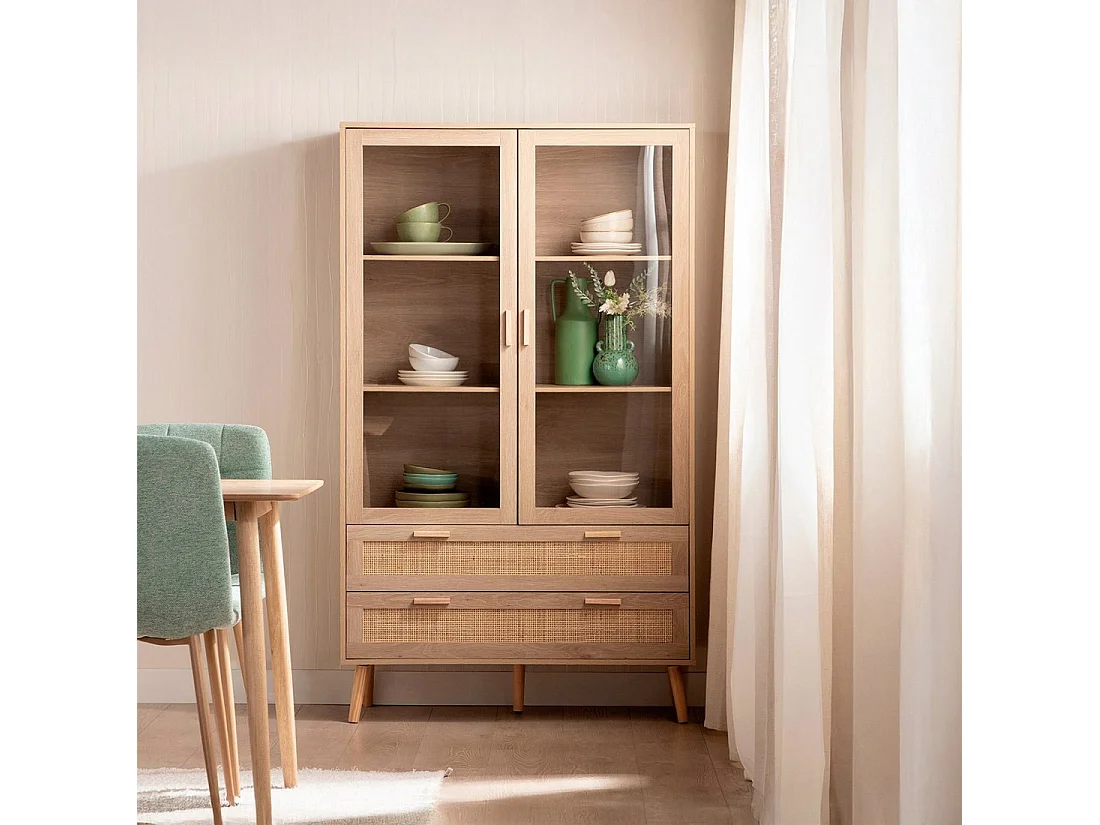 Vitrine double en rotin naturel 100x170 cm-Tahiti
