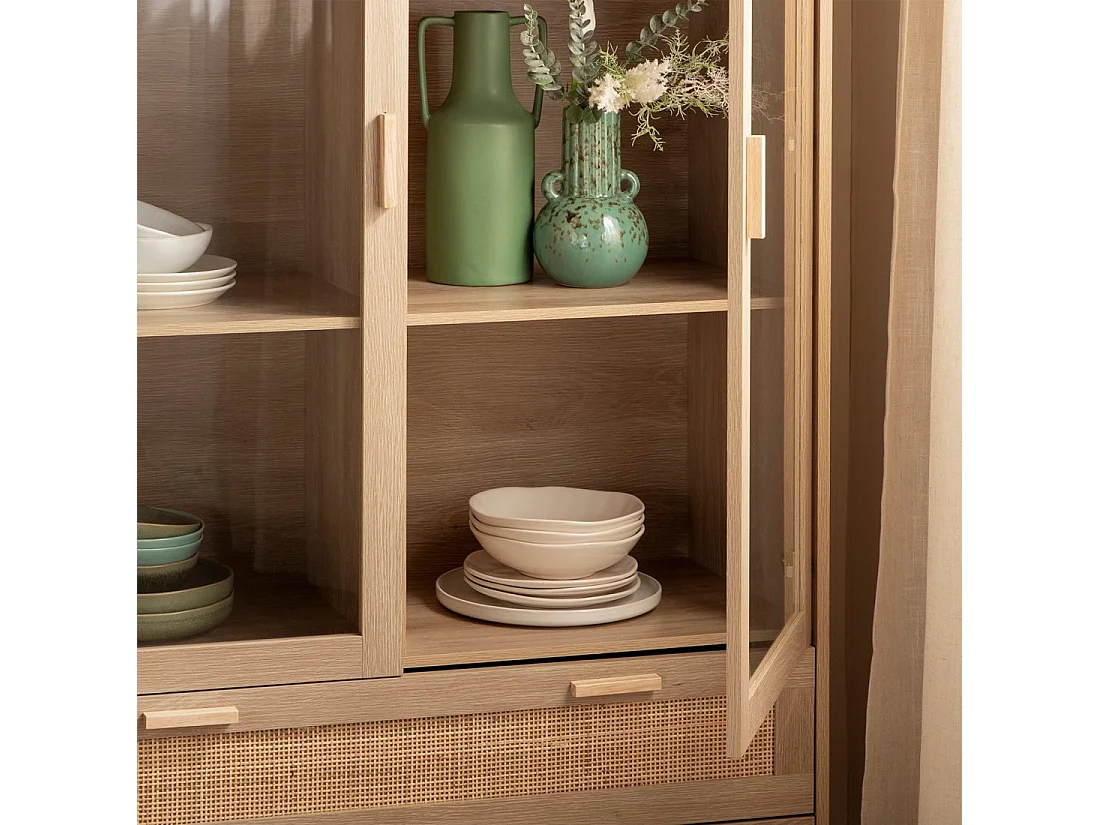 Vitrine double en rotin naturel 100x170 cm-Tahiti