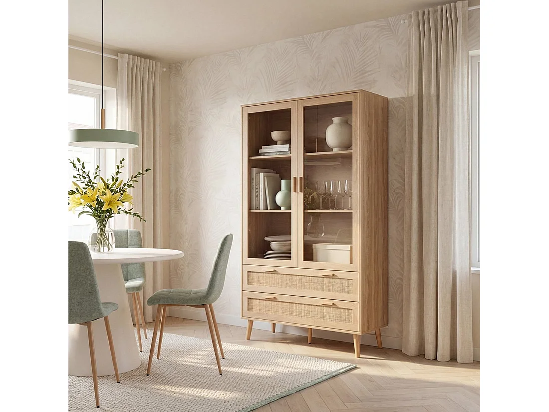 Vitrina doble de Fibra natural Natural 170 x 100- Tahiti