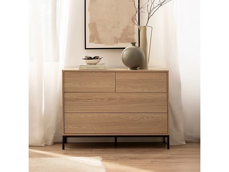 Commode en bois naturel 110x80 cm-Remi