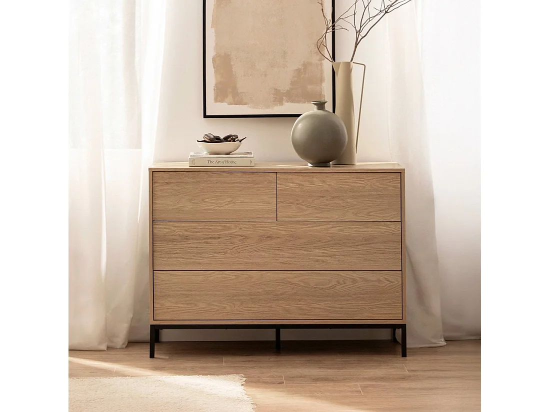 Commode en bois naturel 110x80 cm-Remi