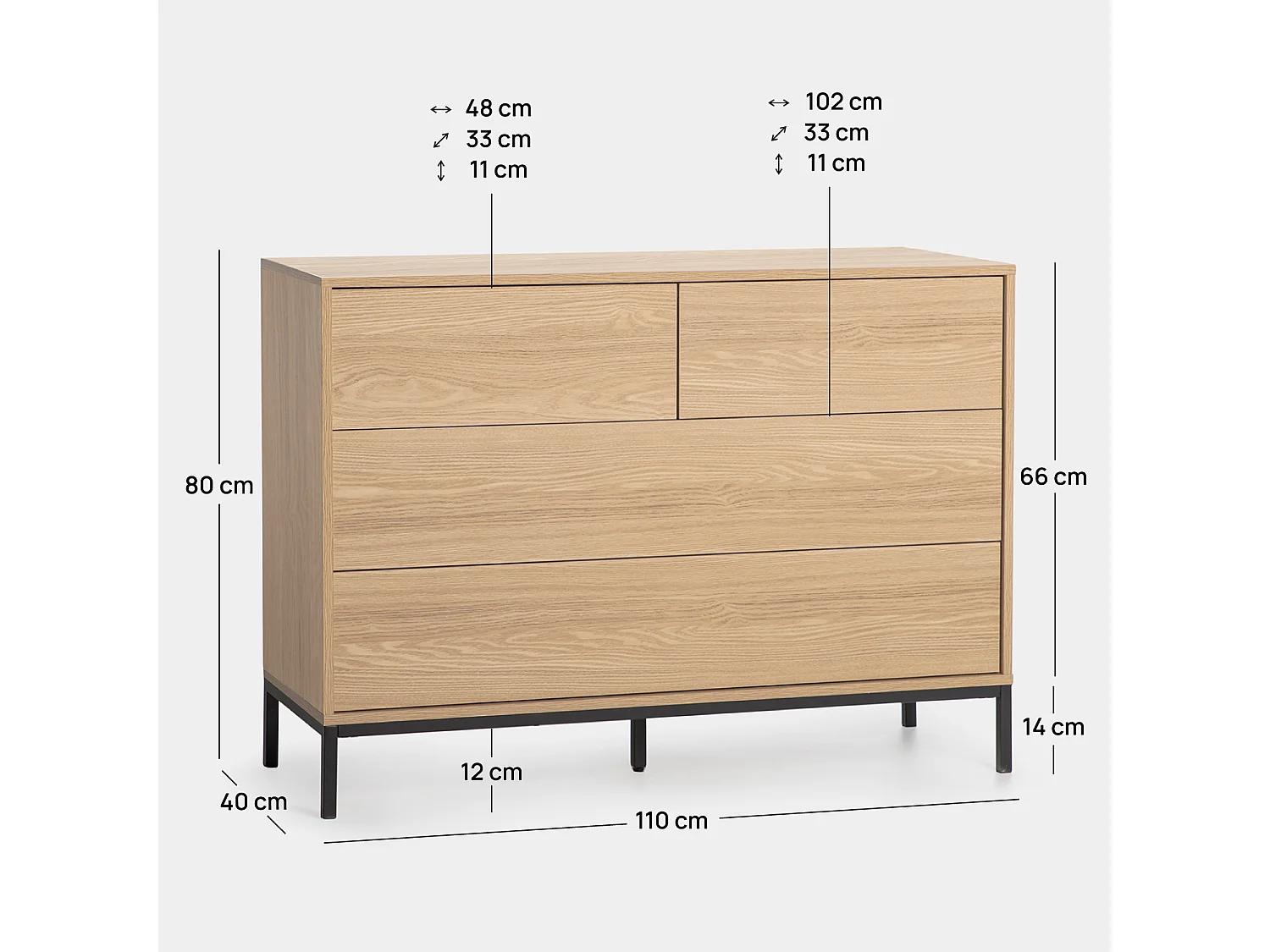 Commode en bois naturel 110x80 cm-Remi