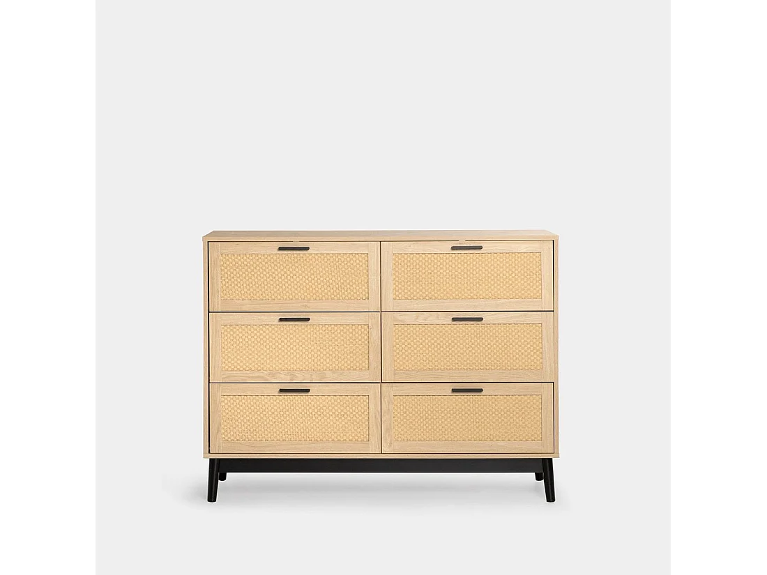 Commode double en rotin naturel 120x90 cm-Samoa