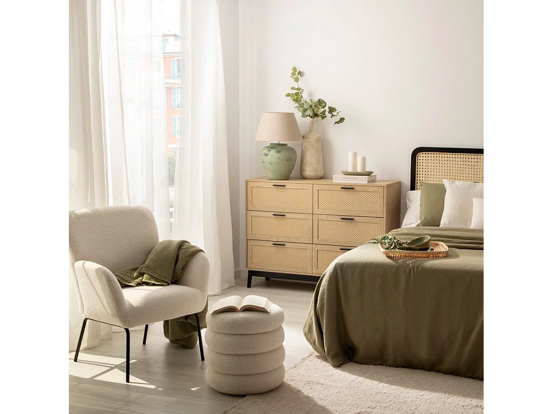 Commode double en rotin naturel 120x90 cm-Samoa