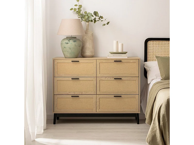 Commode double en rotin naturel 120x90 cm-Samoa