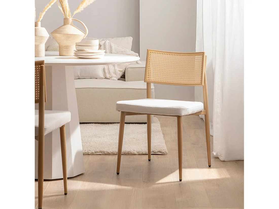 Chaise de salle à manger en fibre synthétique beige 48x79 cm-Yara