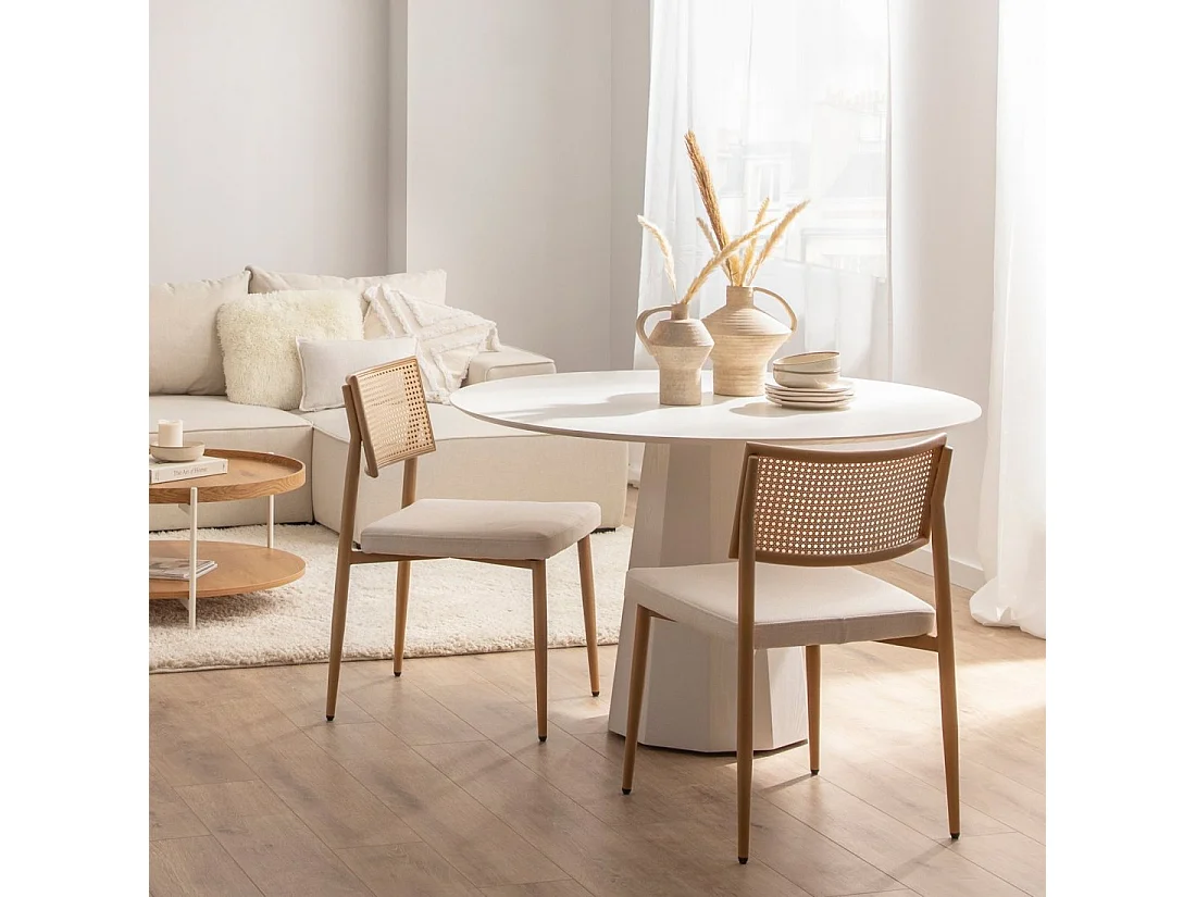 Chaise de salle à manger en fibre synthétique beige 48x79 cm-Yara