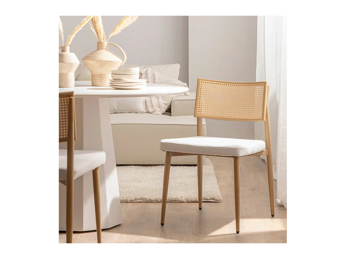 Chaise de salle à manger en fibre synthétique beige 48x79 cm-Yara