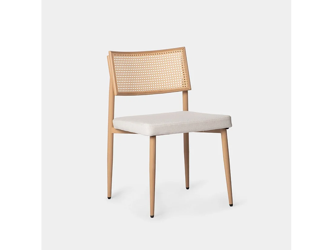 Chaise de salle à manger en fibre synthétique beige 48x79 cm-Yara