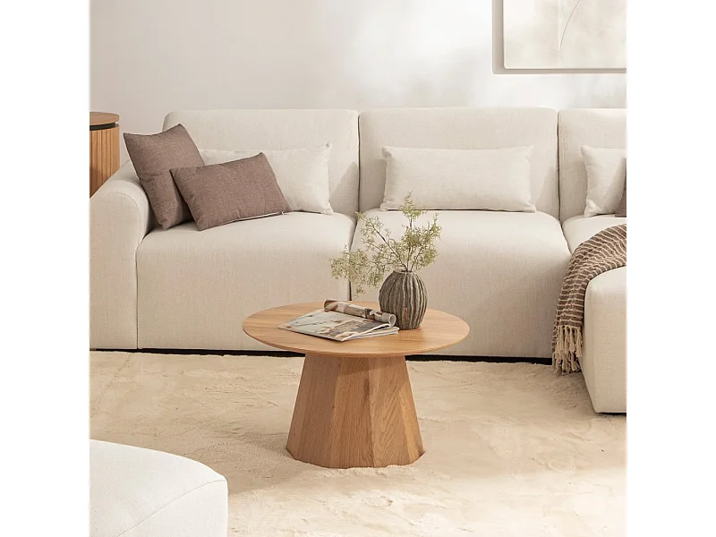 Table basse fixe en bois naturel 70x40 cm-Olivier