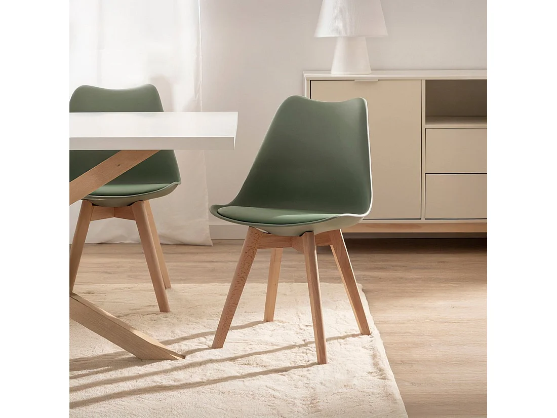 Chaise de cuisine en plastique vert olive 48x82 cm-Kler