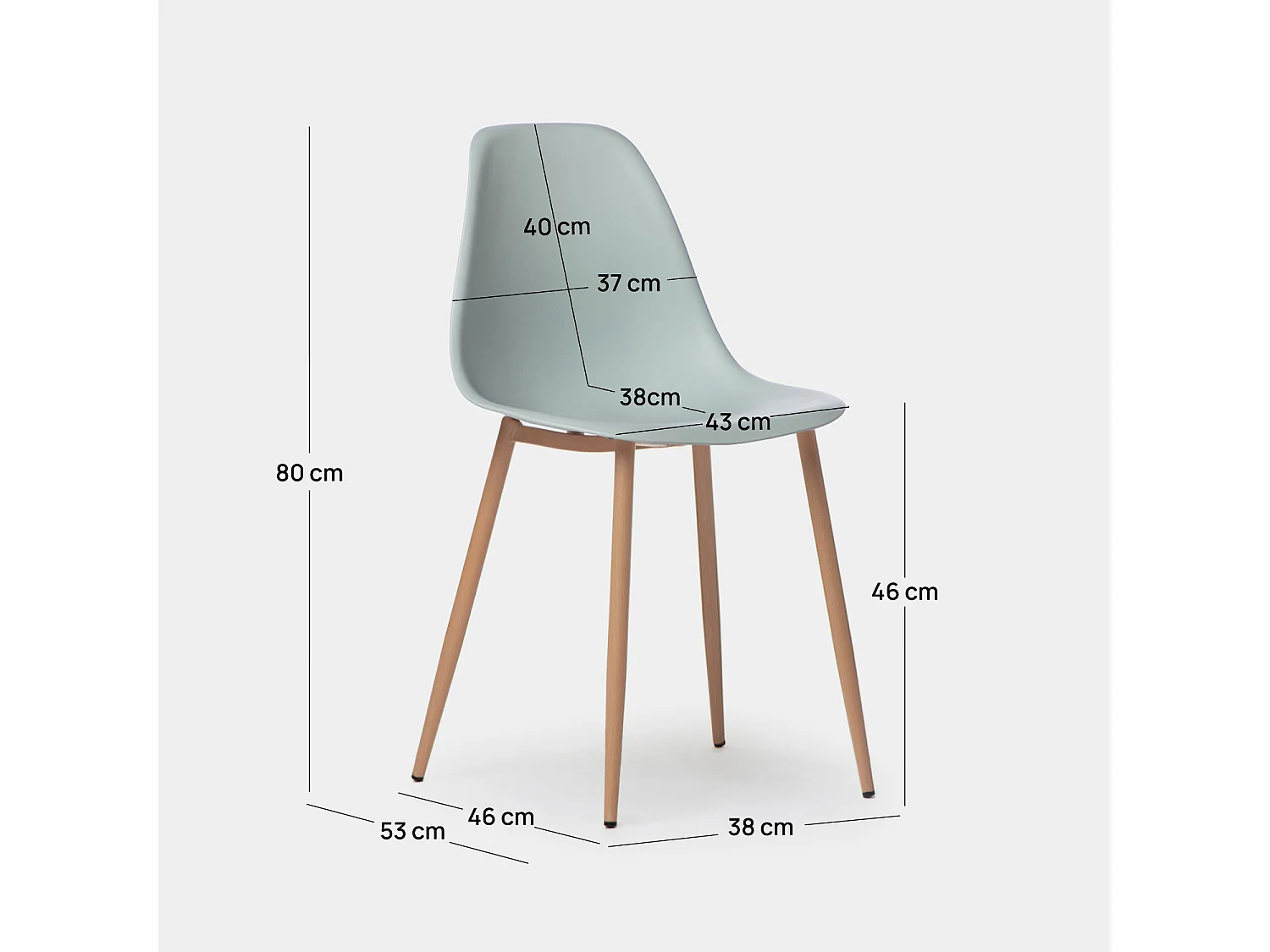Chaise d'extérieur en plastique menthe 45x80 cm-Nina