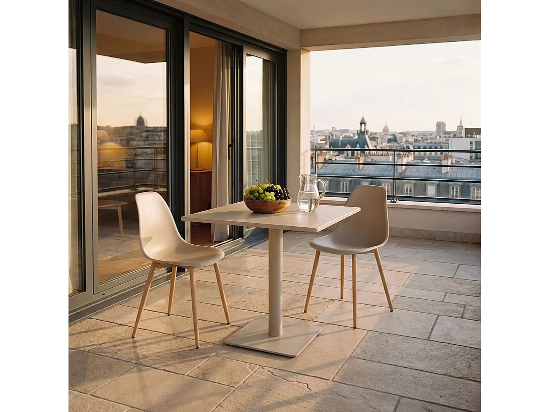 Chaise de cuisine en plastique beige 45x80 cm-Nina