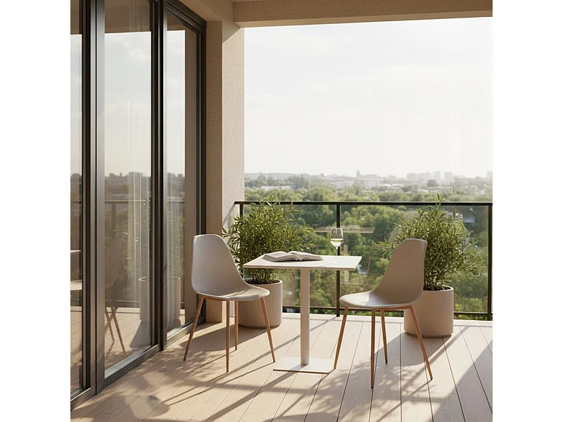 Chaise d'extérieur en plastique beige 45x80 cm-Nina