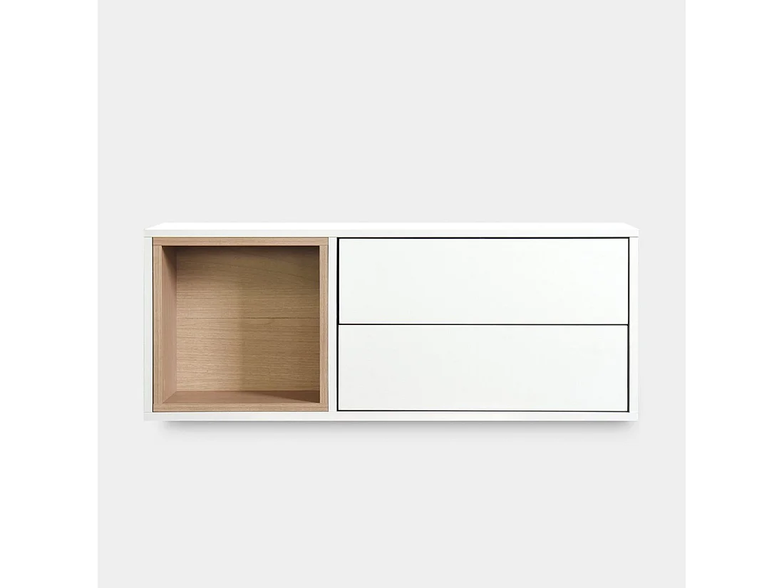 Mueble recibidor flotante de Lacado Natural-Blanco 35 x 90- Hazan