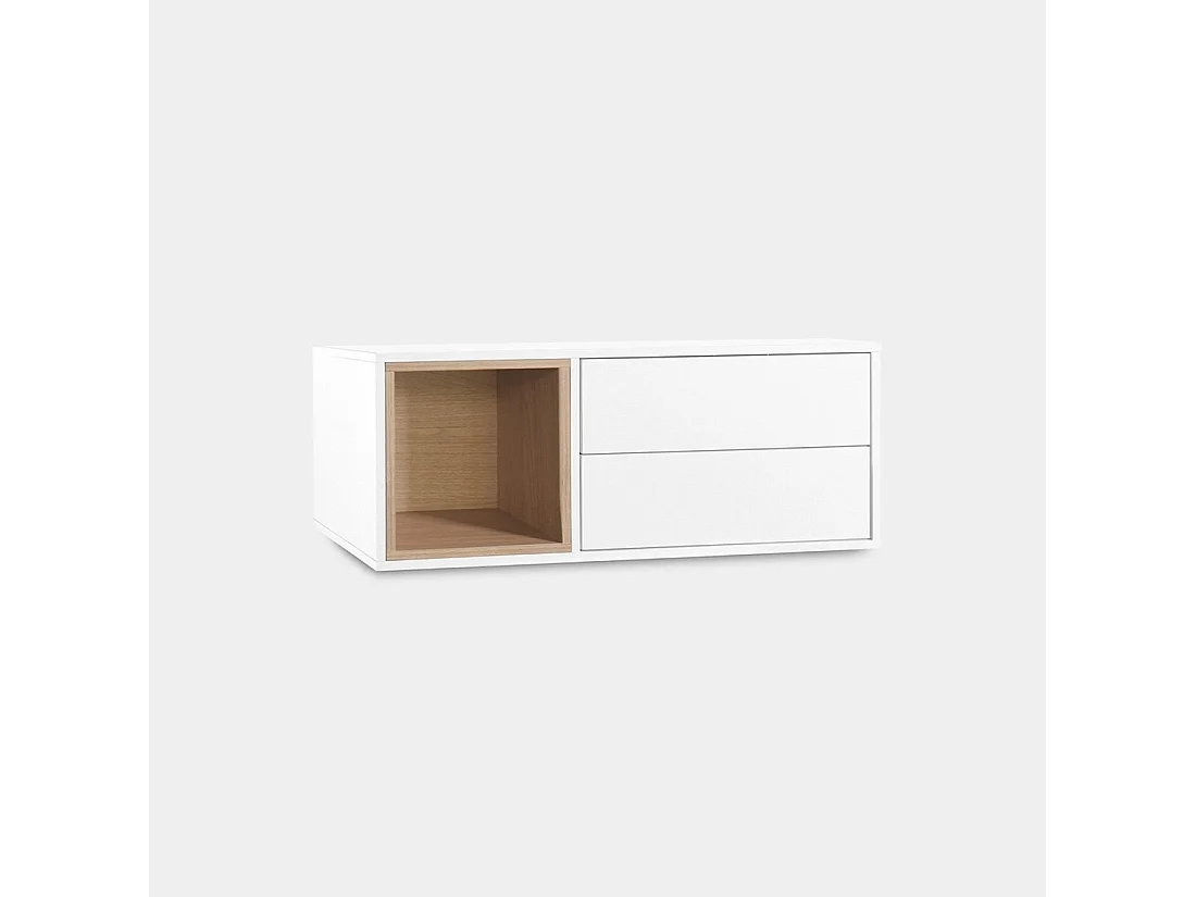 Mueble recibidor flotante de Lacado Natural-Blanco 35 x 90- Hazan