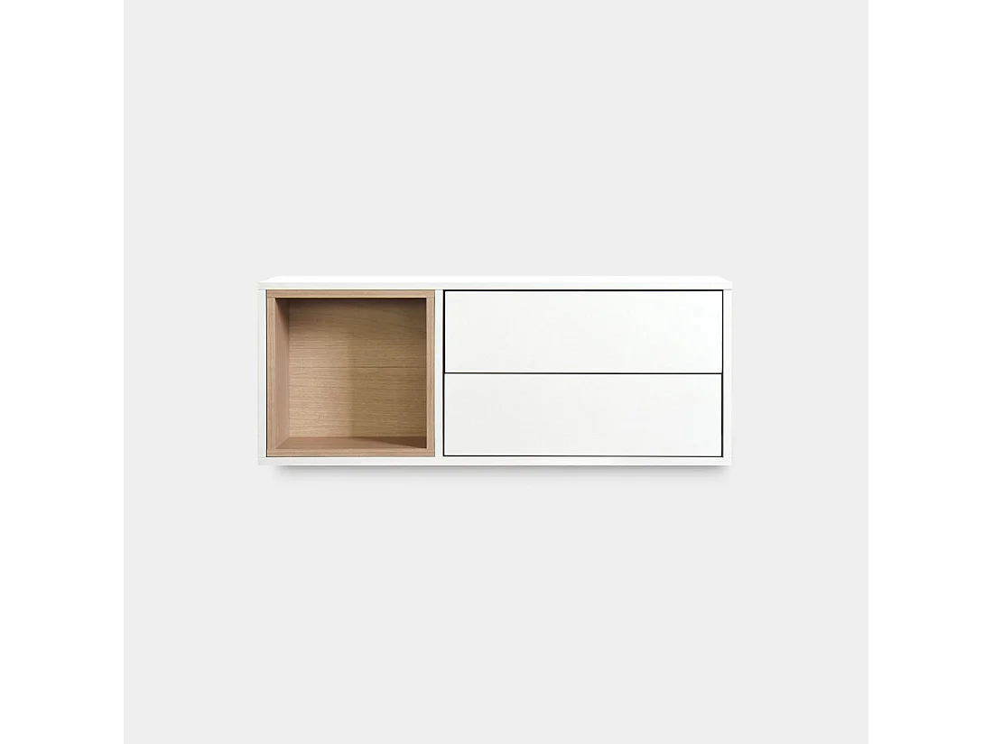 Mueble recibidor flotante de Lacado Natural-Blanco 35 x 90- Hazan