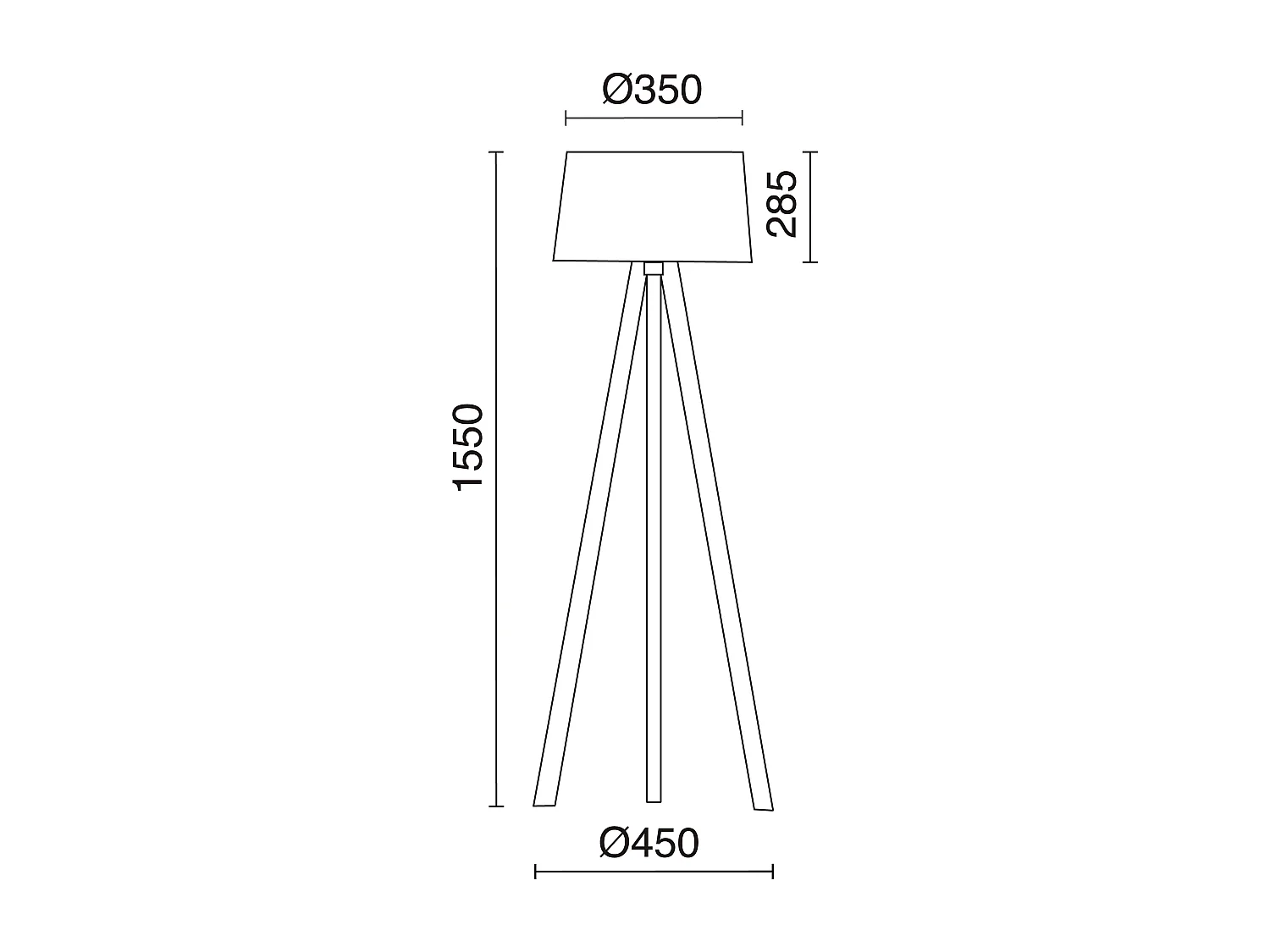 Klassieke stijl LARS vloerlamp - Hoogte 155 cm - E27 60W - 2 meter kabel - aan&uit - beukenhout - lampenkap ø35 cm - wit katoen