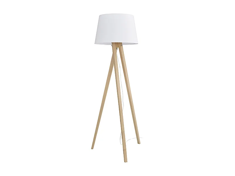 Lampadaire classique Lars-h155cm x d.ø35 cm-e27 60w-on&off-bois-blanc-ip20