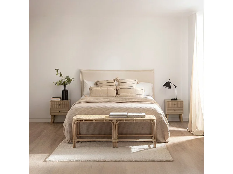 Mesita de noche 2 cajones de Madera Natural 50 x 40- Lipa