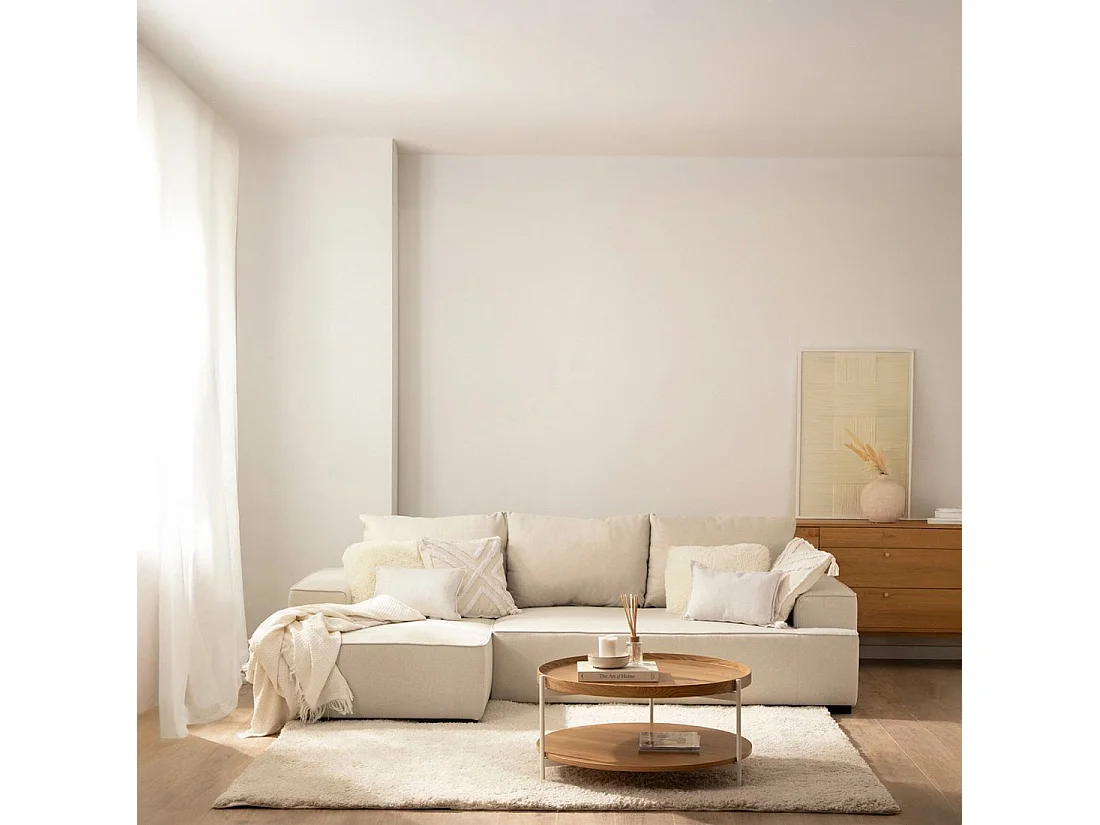 Canapé-lit en tissu beige 250x80 cm-Alan