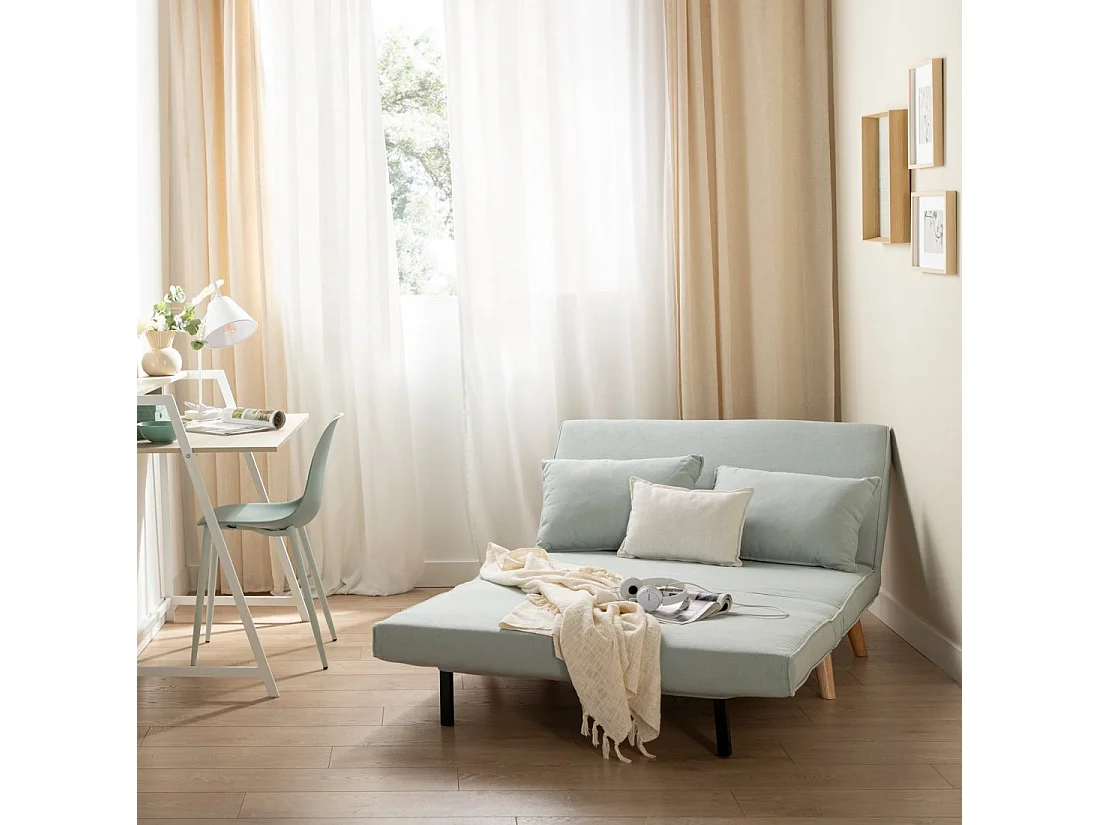 Canapé-lit en tissu aigue-marine 117x79 cm-Noa