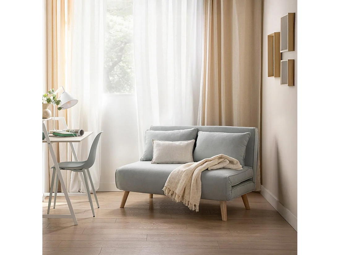 Canapé-lit en tissu aigue-marine 117x79 cm-Noa