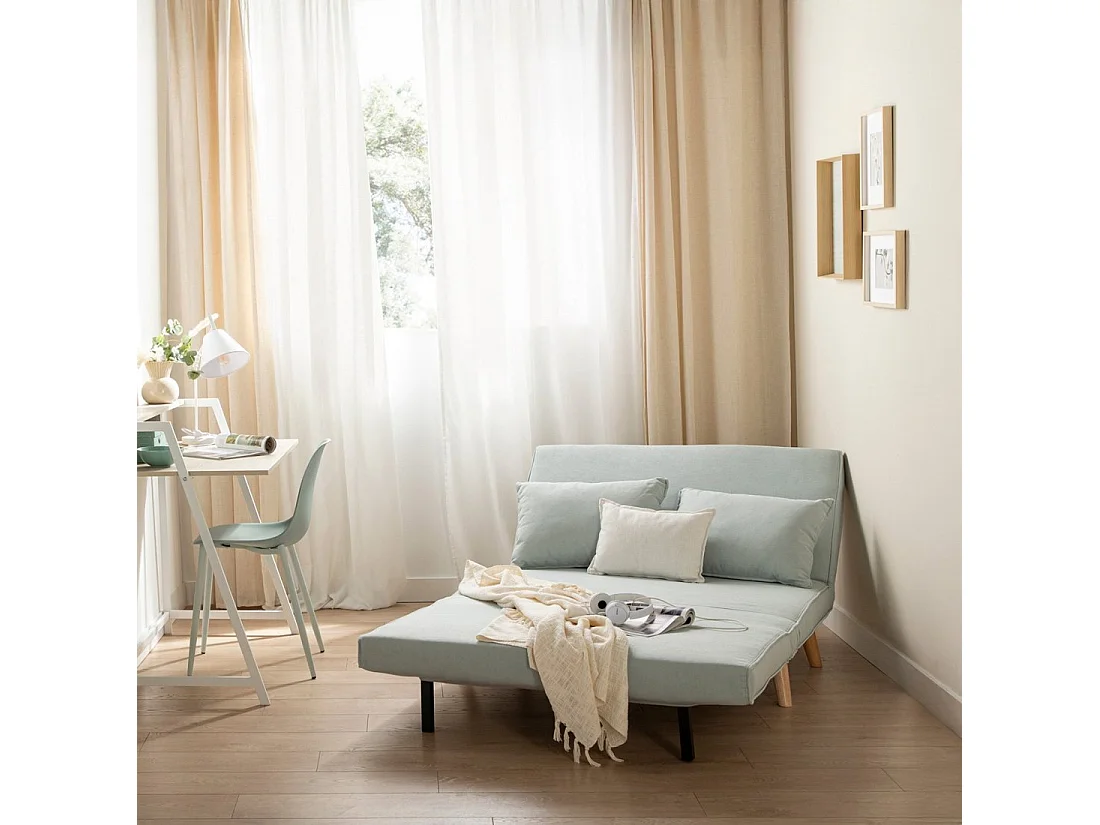 Canapé-lit en tissu aigue-marine 117x79 cm-Noa