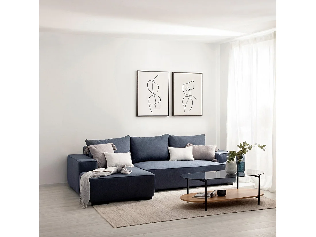 Canapé-lit en tissu bleu 250x80 cm-Alan