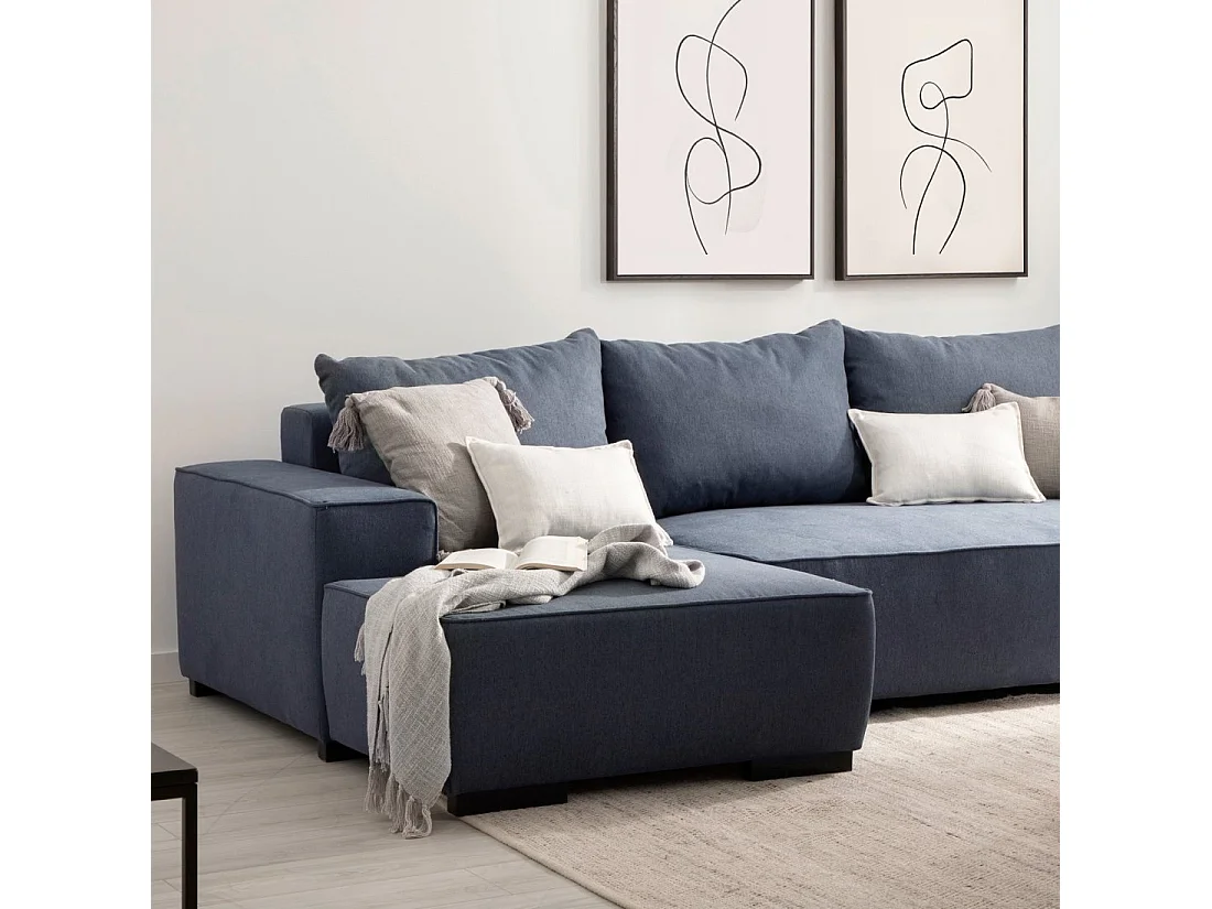 Canapé-lit en tissu bleu 250x80 cm-Alan