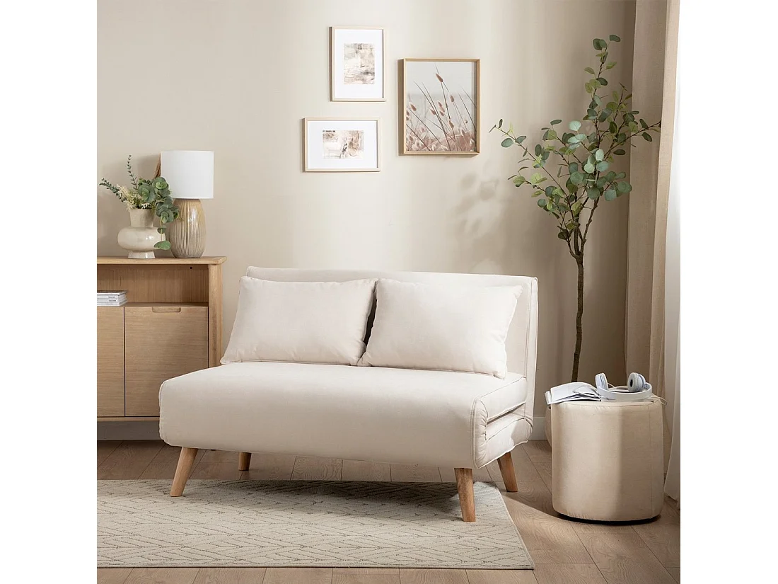 Canapé-lit en tissu beige 117x79 cm-Noa