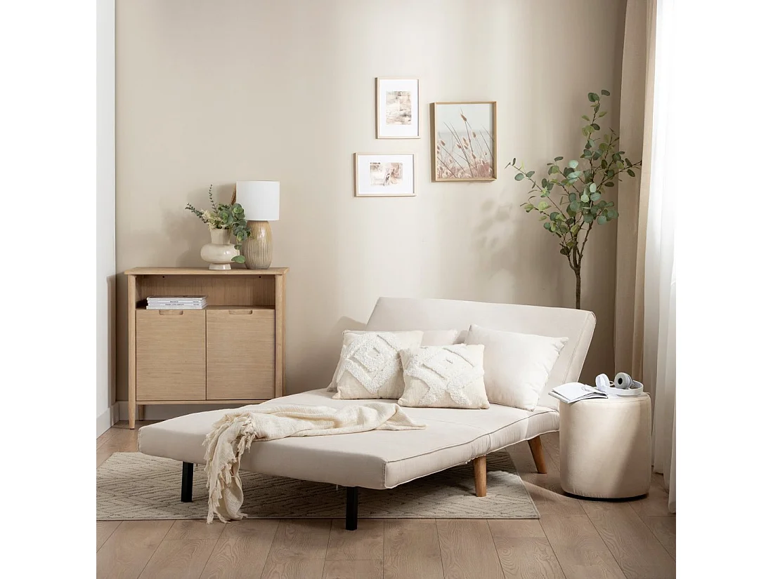 Canapé-lit en tissu beige 117x79 cm-Noa