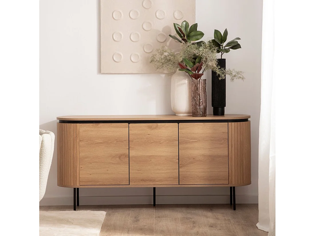 Buffet bas en bois naturel 160x76 cm-Helios