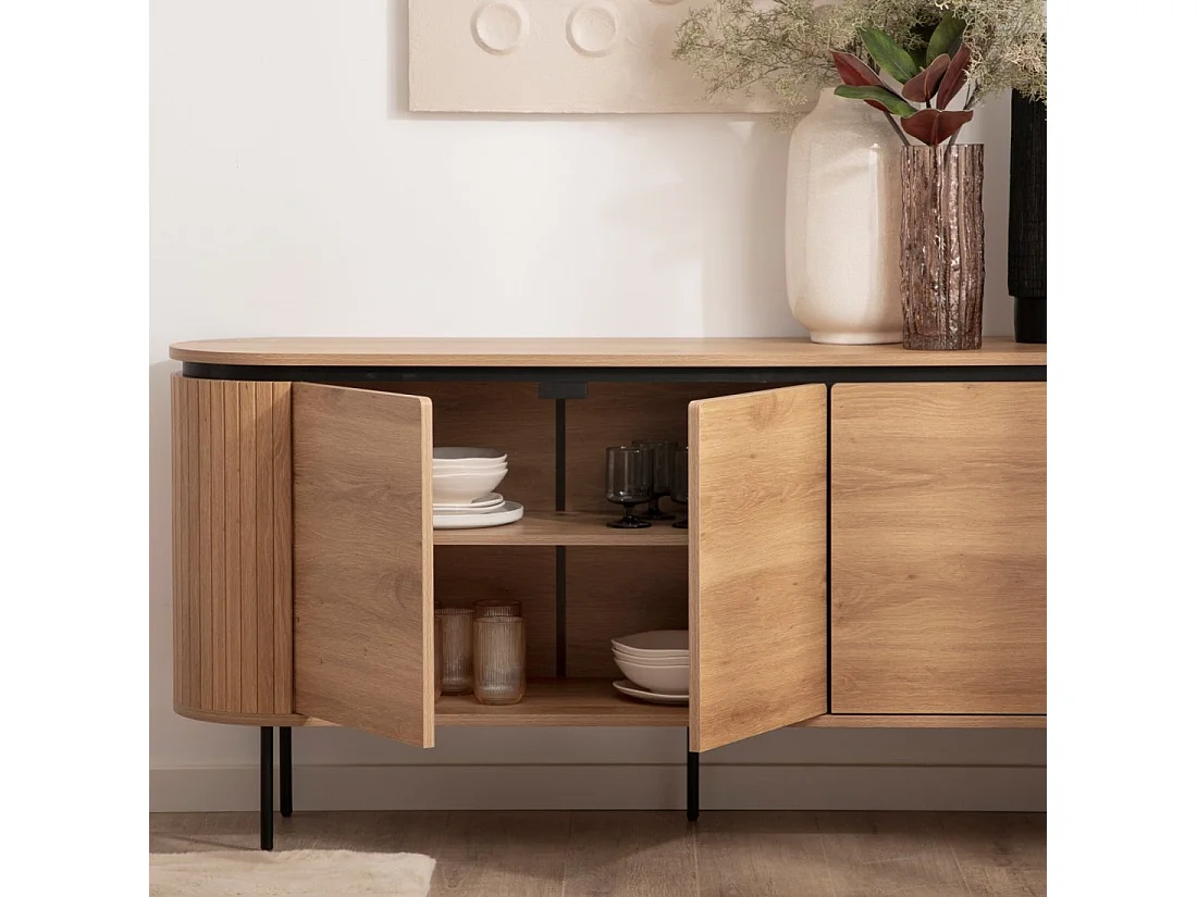 Buffet bas en bois naturel 160x76 cm-Helios