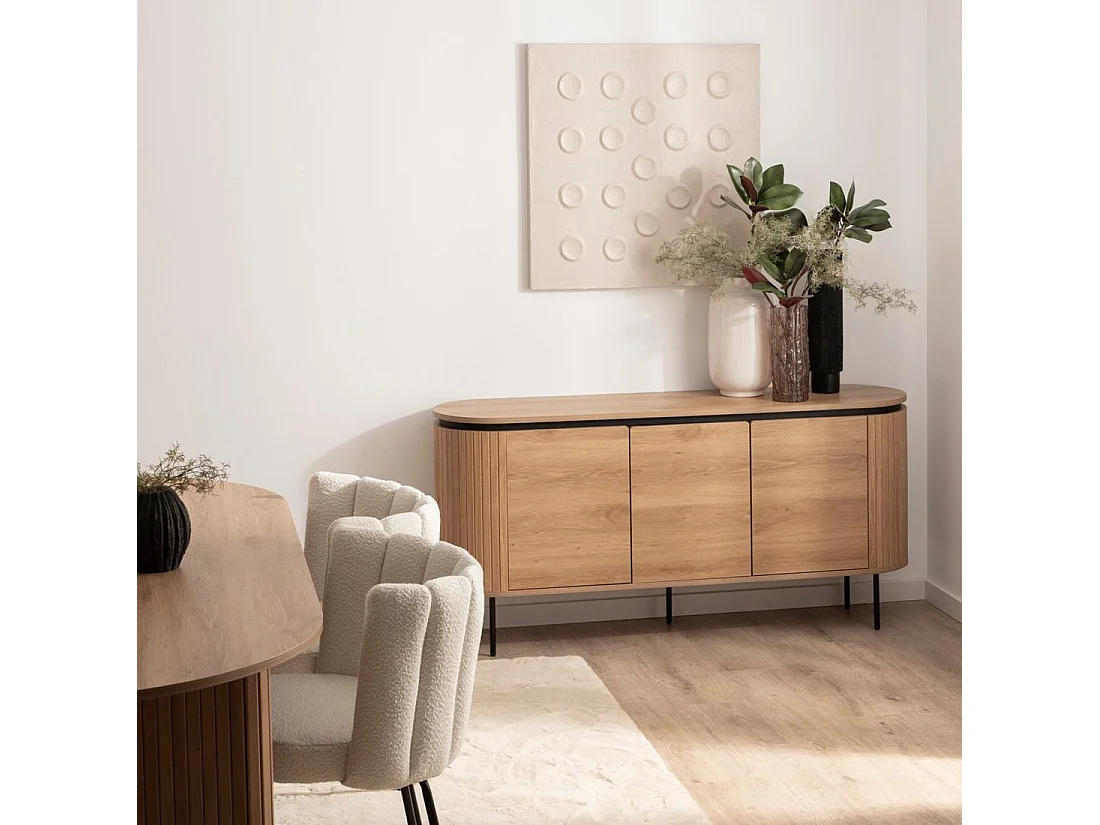 Buffet bas en bois naturel 160x76 cm-Helios