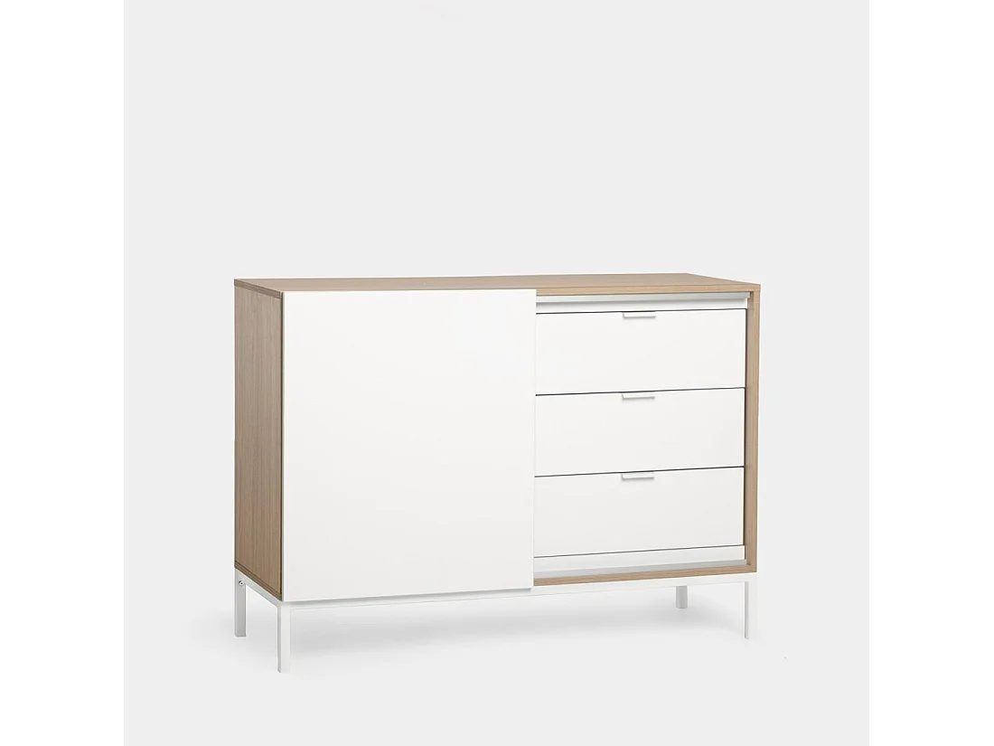 Buffet en bois naturel-blanc 110x80 cm-Denver