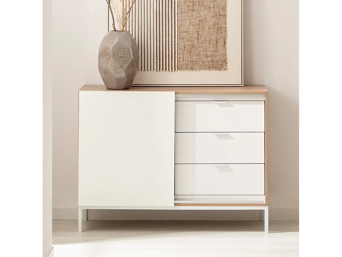 Buffet en bois naturel-blanc 110x80 cm-Denver