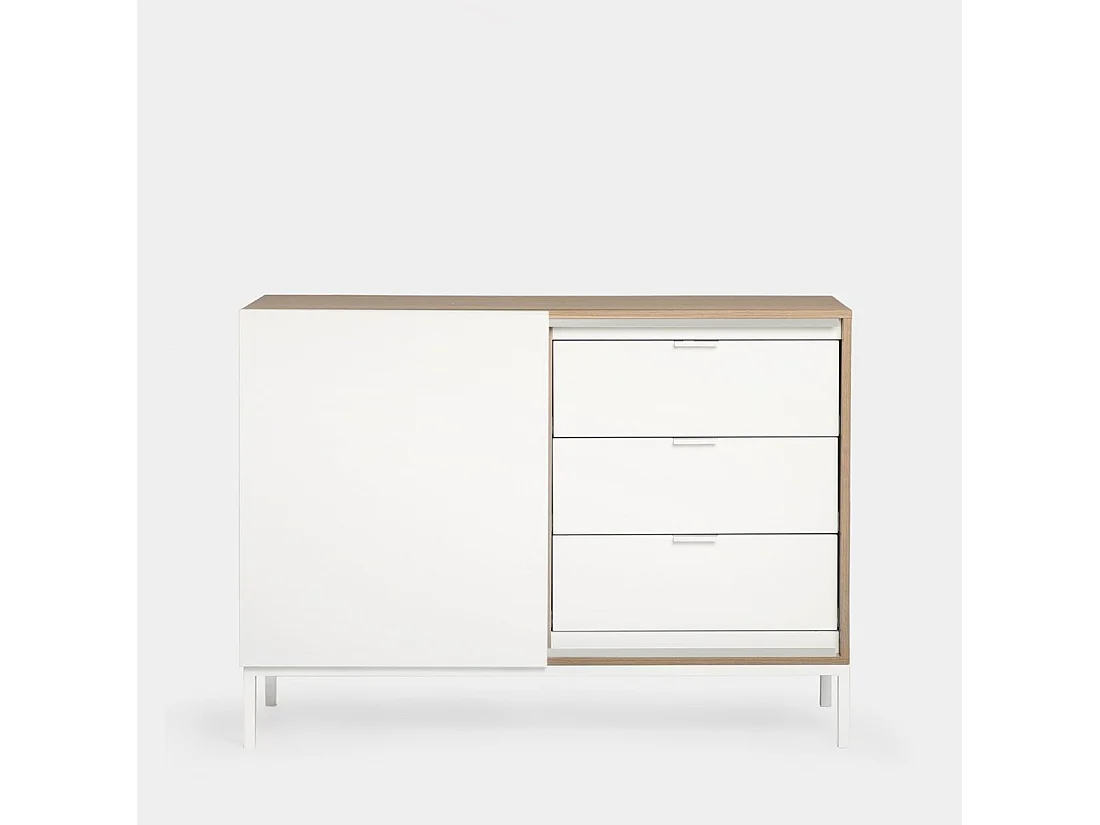 Buffet en bois naturel-blanc 110x80 cm-Denver