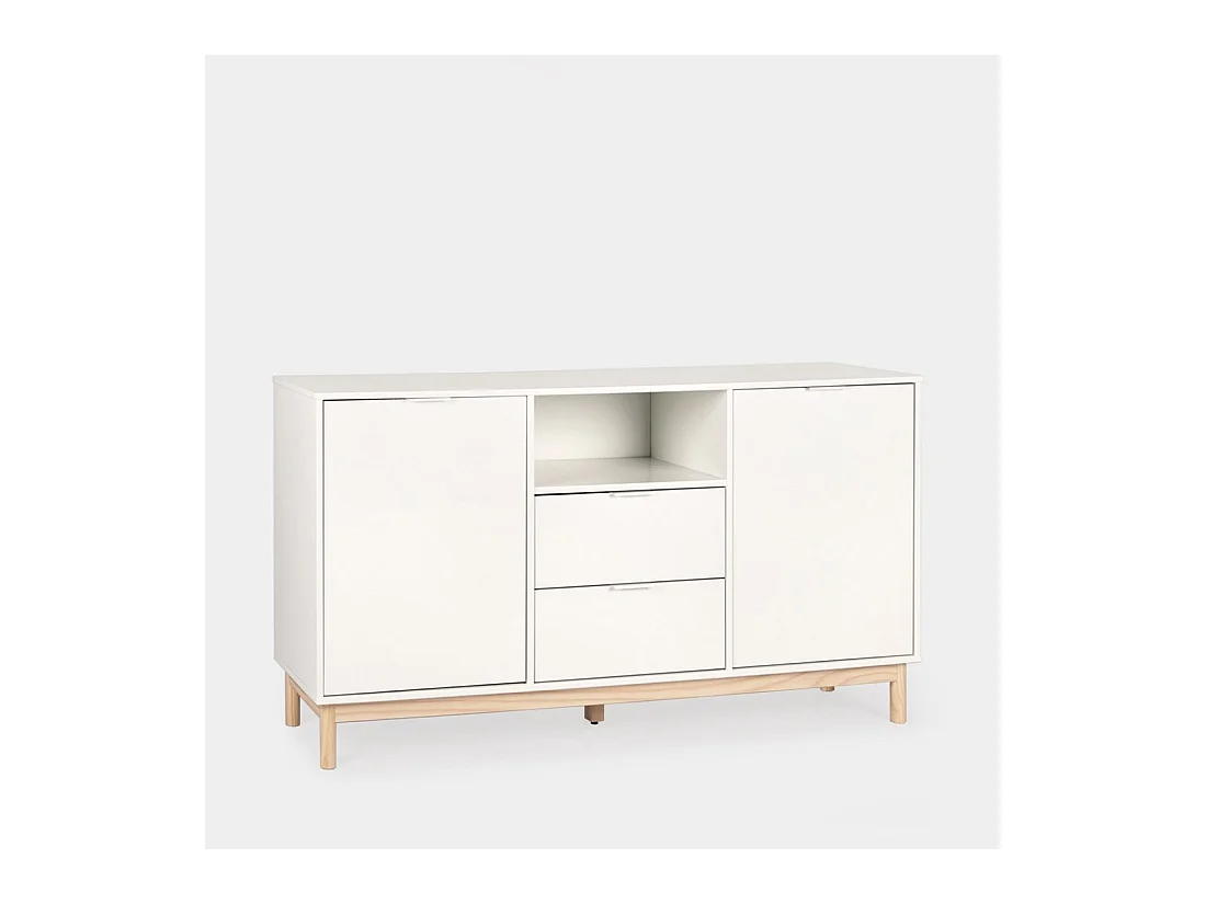 Buffet bas en laqué blanc 150x78 cm-Elian