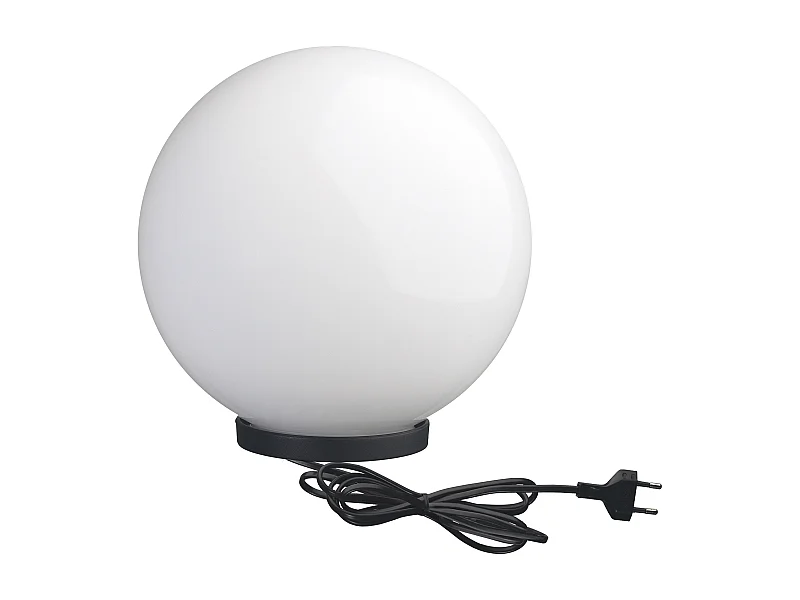 Farol exterior GLOU estilo moderno e versátil - D. ø25 cm - E27 15W - cabo de 2 m - IP44 - esfera baioneta opala - exterior - poliamida e preto