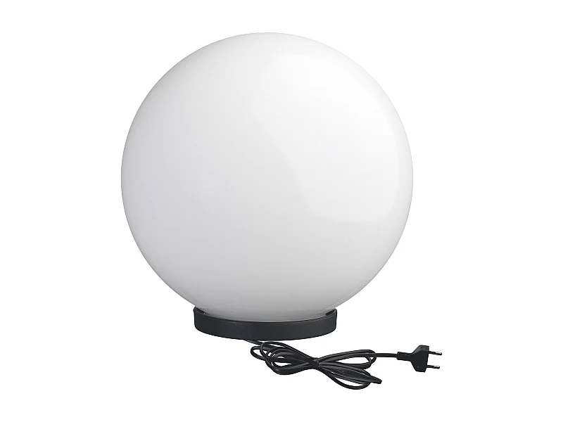 GLOU Außenleuchte im modernen und vielseitigen Stil – D. ø40 cm – E27 15 W – 2 m Kabel – IP44 – Opal-Bajonettkugel – außen – Polyamid und Schwarz