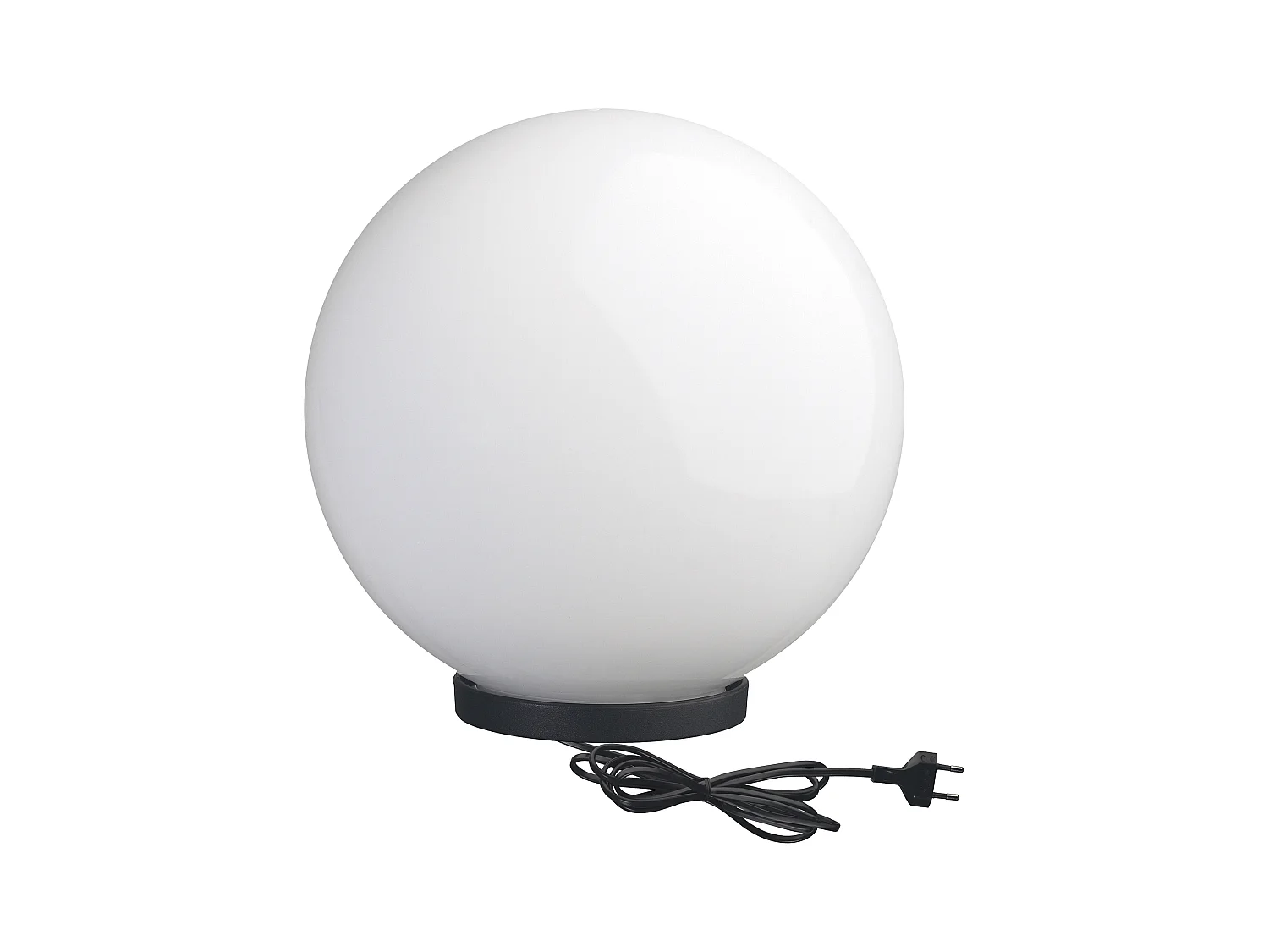 GLOU Außenleuchte im modernen und vielseitigen Stil – D. ø40 cm – E27 15 W – 2 m Kabel – IP44 – Opal-Bajonettkugel – außen – Polyamid und Schwarz