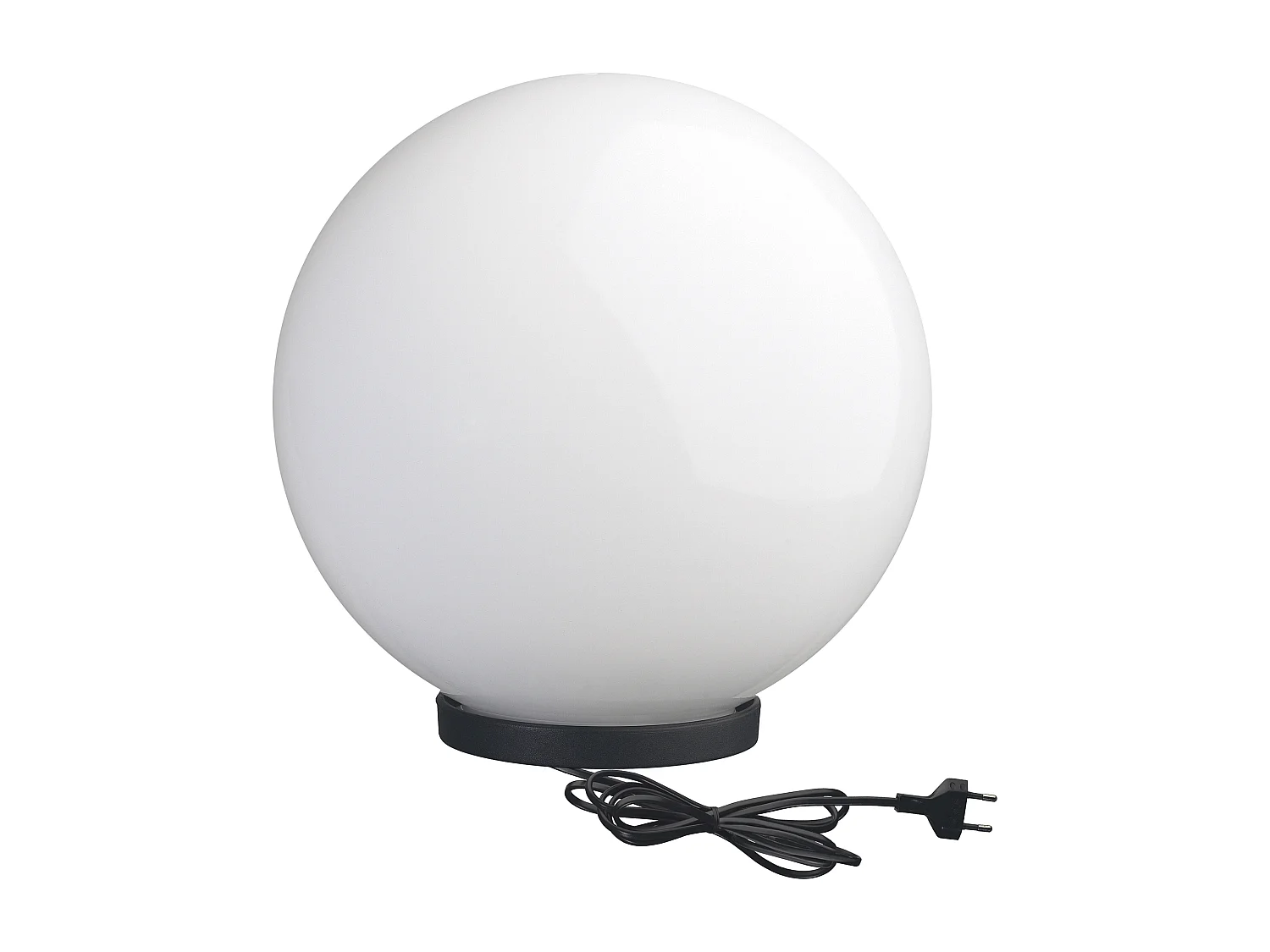 Balise extérieure GLOU style moderne et polyvalent-d.ø40 cm-e27 15W-câble 2 m-IP44-sphère baïonnette opale-extérieur-polyamide et noir