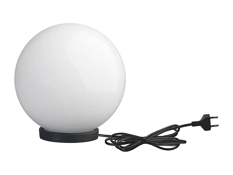 GLOU Außenleuchte im modernen und vielseitigen Stil – D. ø20 cm – E27 15 W – 2 m Kabel – IP44 – Opal-Bajonettkugel – außen – Polyamid und Schwarz