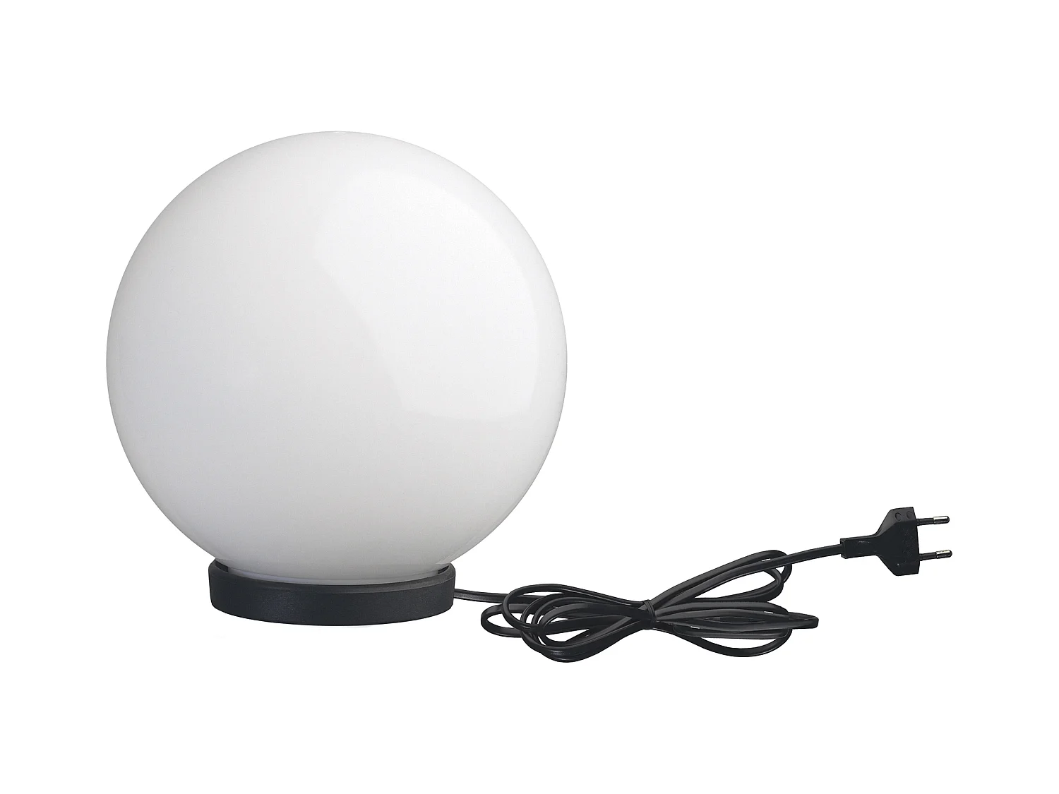 Glou balise exterieur moderne-d.ø20cm-e27 15w-ip44-opale-exterieur-polyamide,noir