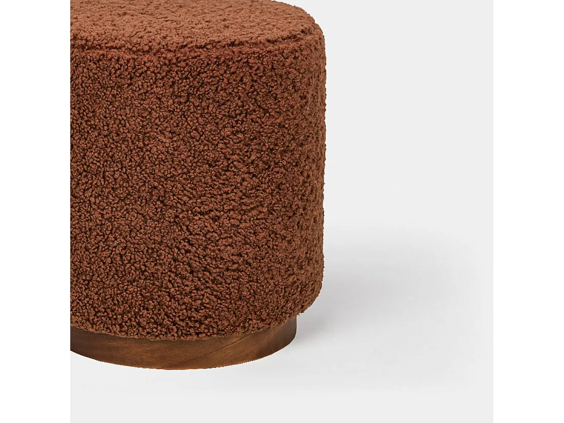 Pouf en revêtement en moutonnet terre cuite 35x42 cm-Arles
