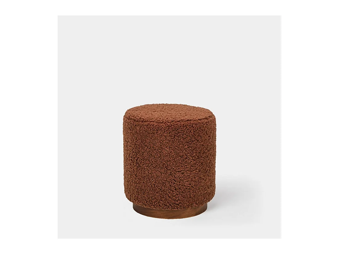 Pouf en revêtement en moutonnet terre cuite 35x42 cm-Arles