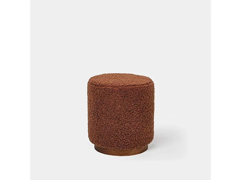 Pouf en revêtement en moutonnet terre cuite 35x42 cm-Arles