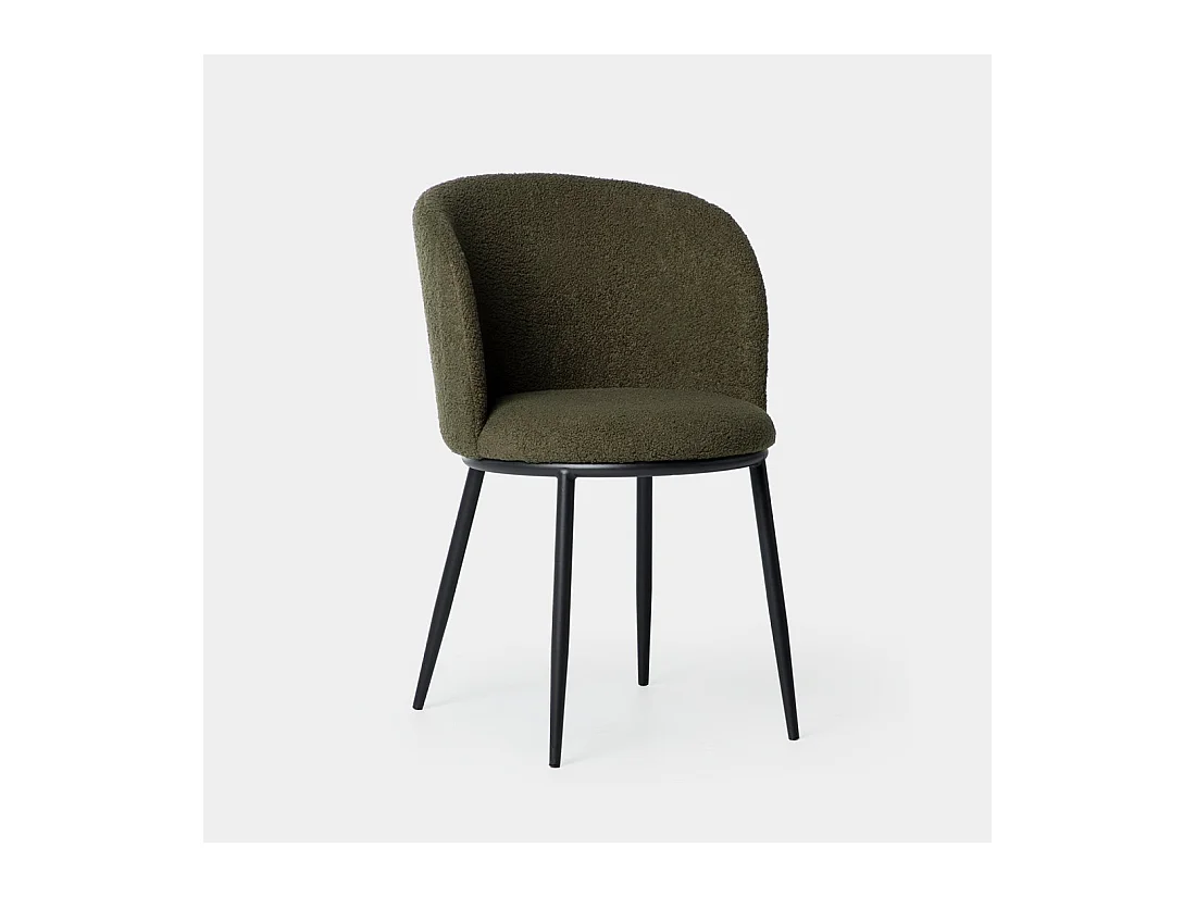 Chaise de salle à manger en revêtement en moutonnet vert foncé 51x80 cm-Nolan
