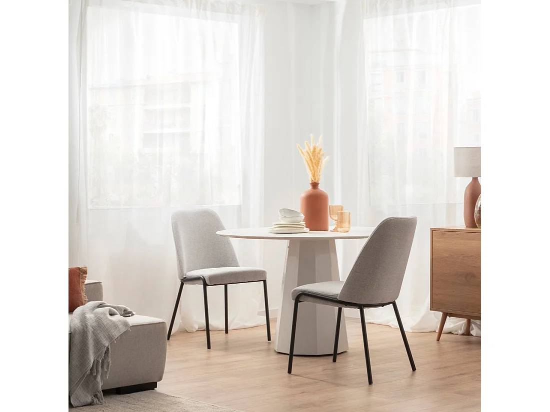 Chaise de salle à manger en tissu gris 50x88 cm-Deli